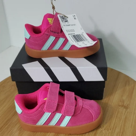 Adidas Kids VL Court 3.0 CF I Toddler Sneakers Pink Teal Size 5K NIB - Picture 10 of 10